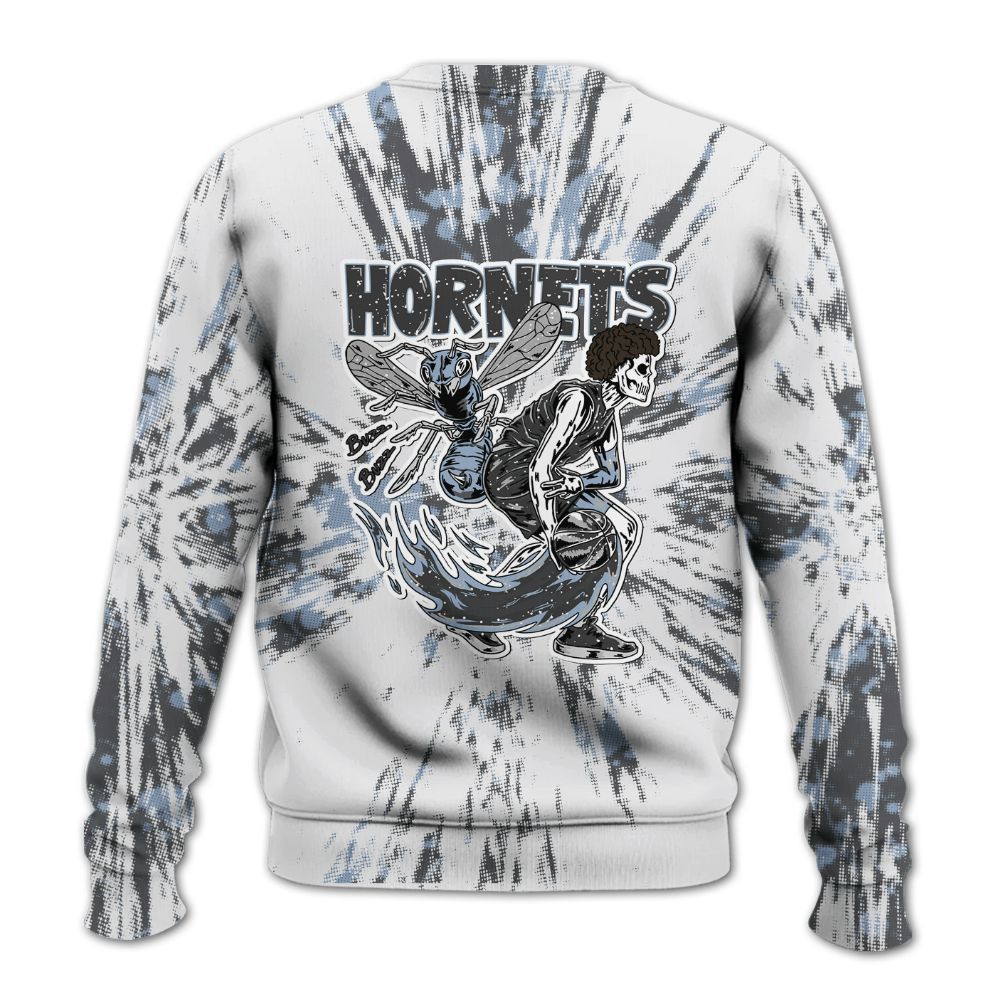 Sweatshirt To Match Reverse Black White 6s - Hornets Skeleton Luxury All Over Print