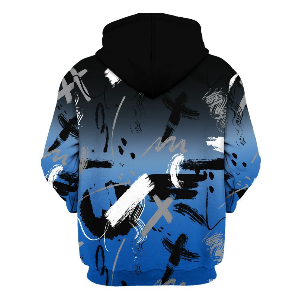 Hoodie To Match Racer Blue 5s - Money Hustle Grind Pray All Over Print