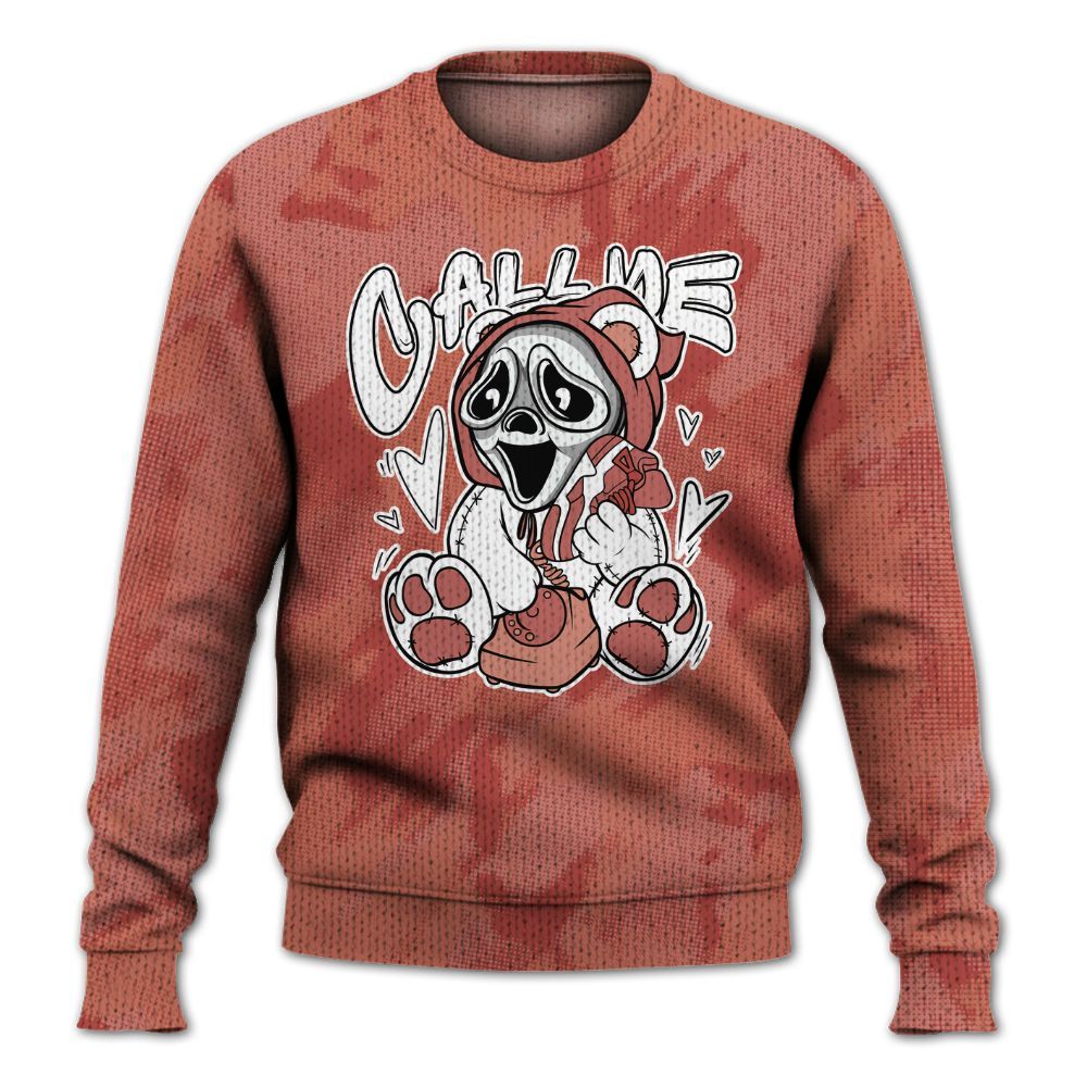 Knitted Sweater To Match Dune Red 13s - Call Me Bear Abstract Halftone