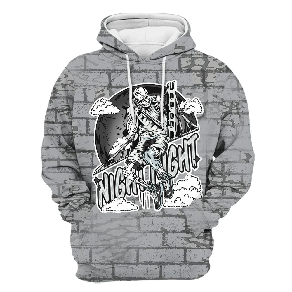 Hoodie To Match Black Wolf Grey 12s - Seeya Skeleton Brick All Over Print