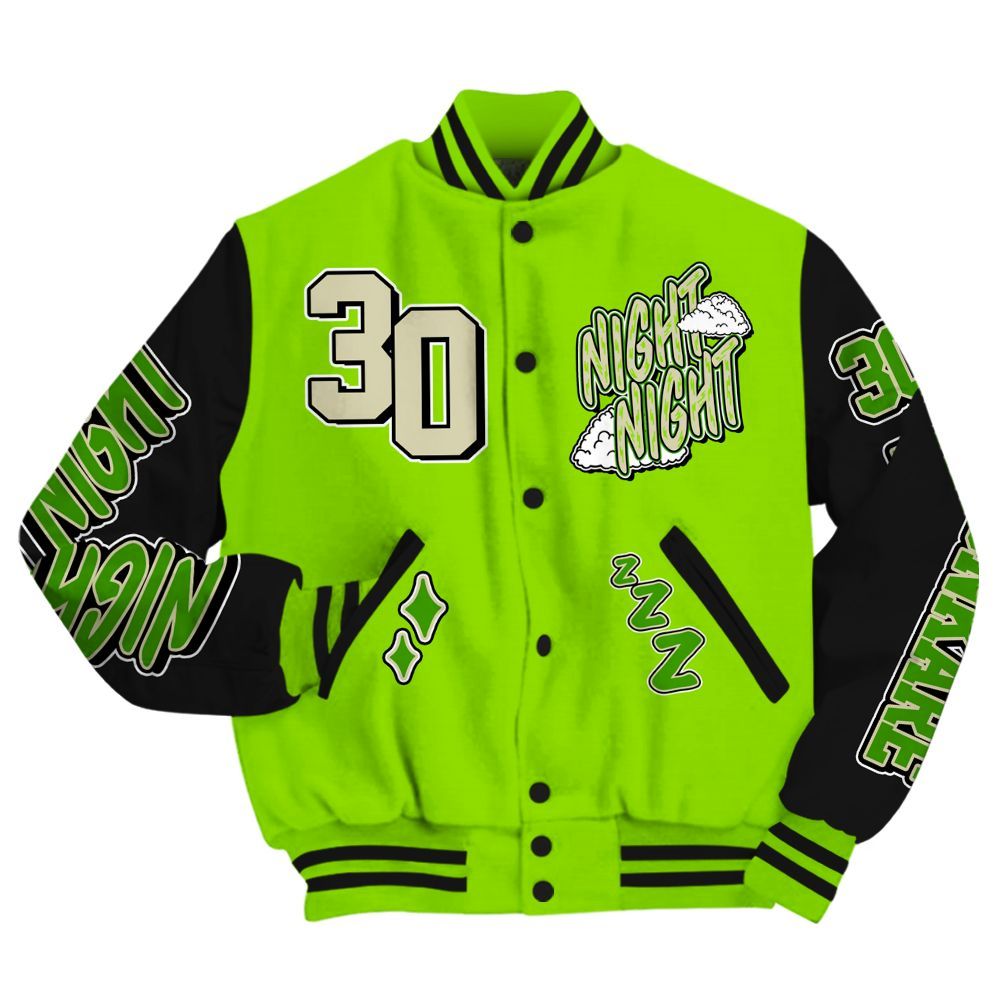 Varsity Jacket To Match Electric Green 6s - Seeya Skeleton All Over Print