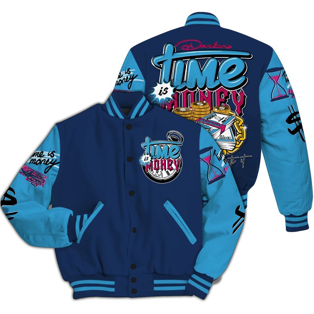 Varsity Jacket To Match Air Max 180 University Blue - Time Is Money All Over Print
