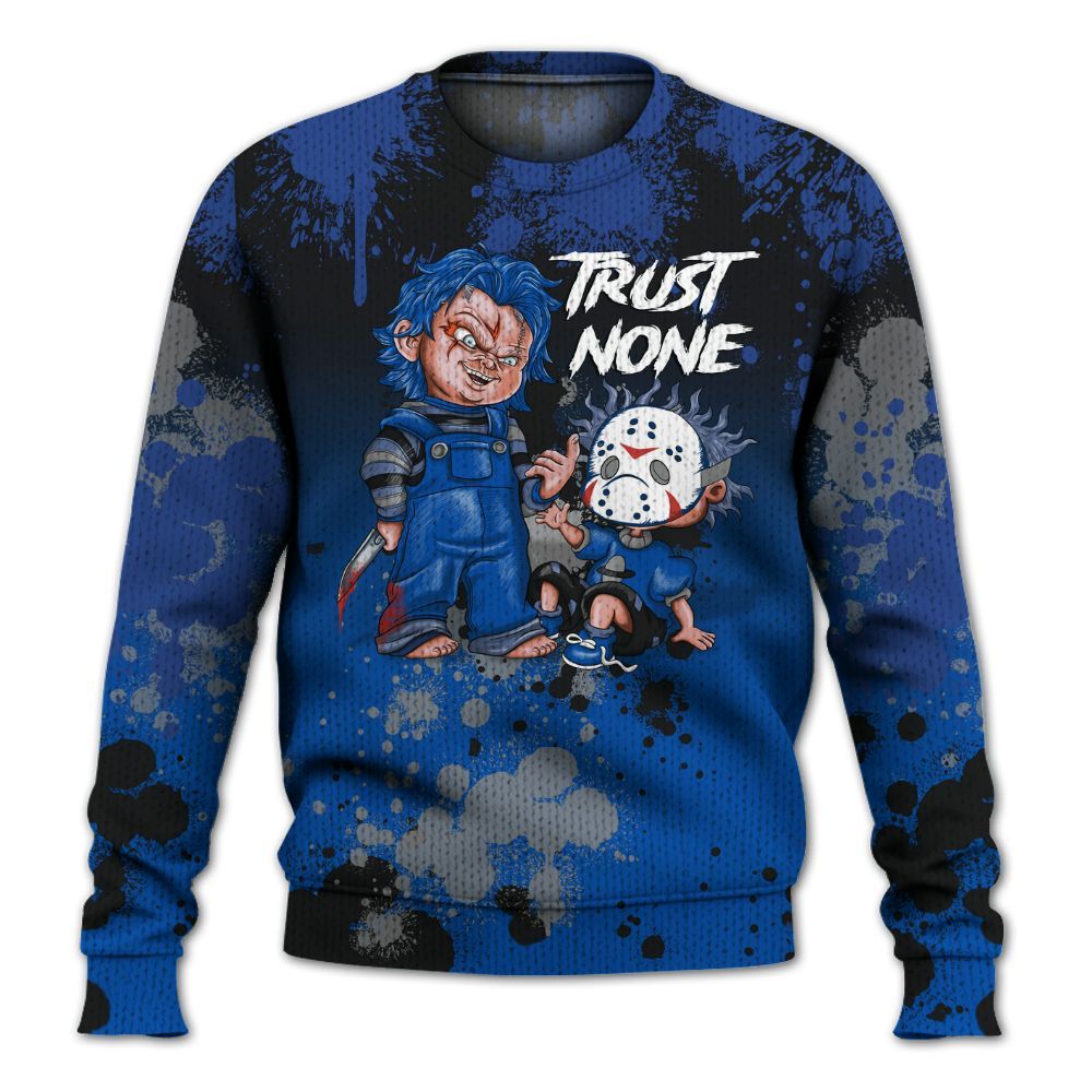 Knitted Sweater To Match Racer Blue 5s - Trust No One Scary