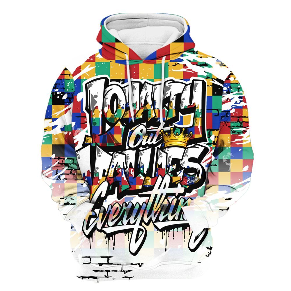 Hoodie To Match Air Rainbow Weave - Values Of Loyalty Drip All Over Print