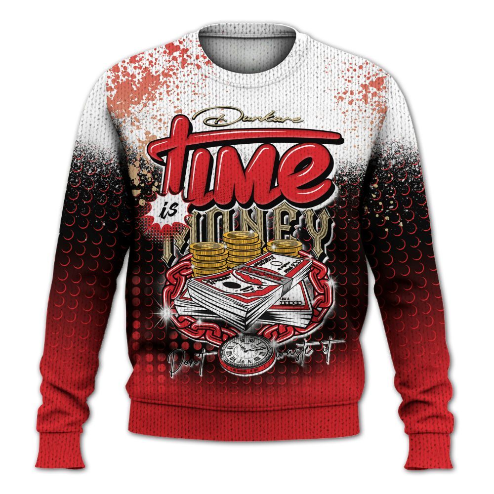 Knitted Sweater To Match Prime 93 Fire Red - Halftone Time Is Money