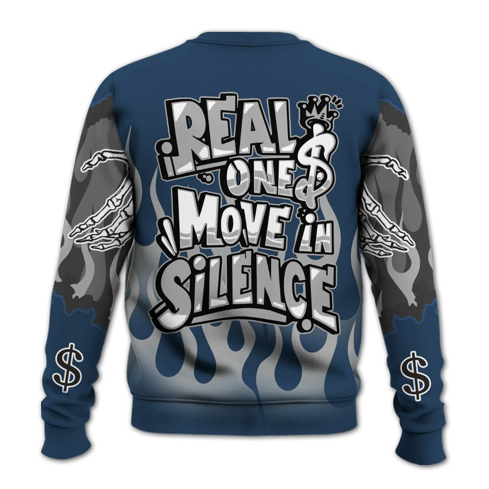Sweatshirt To Match Retro French Blue 2025 12s - Ones Move In Silence Graphic Trapped All Over Print