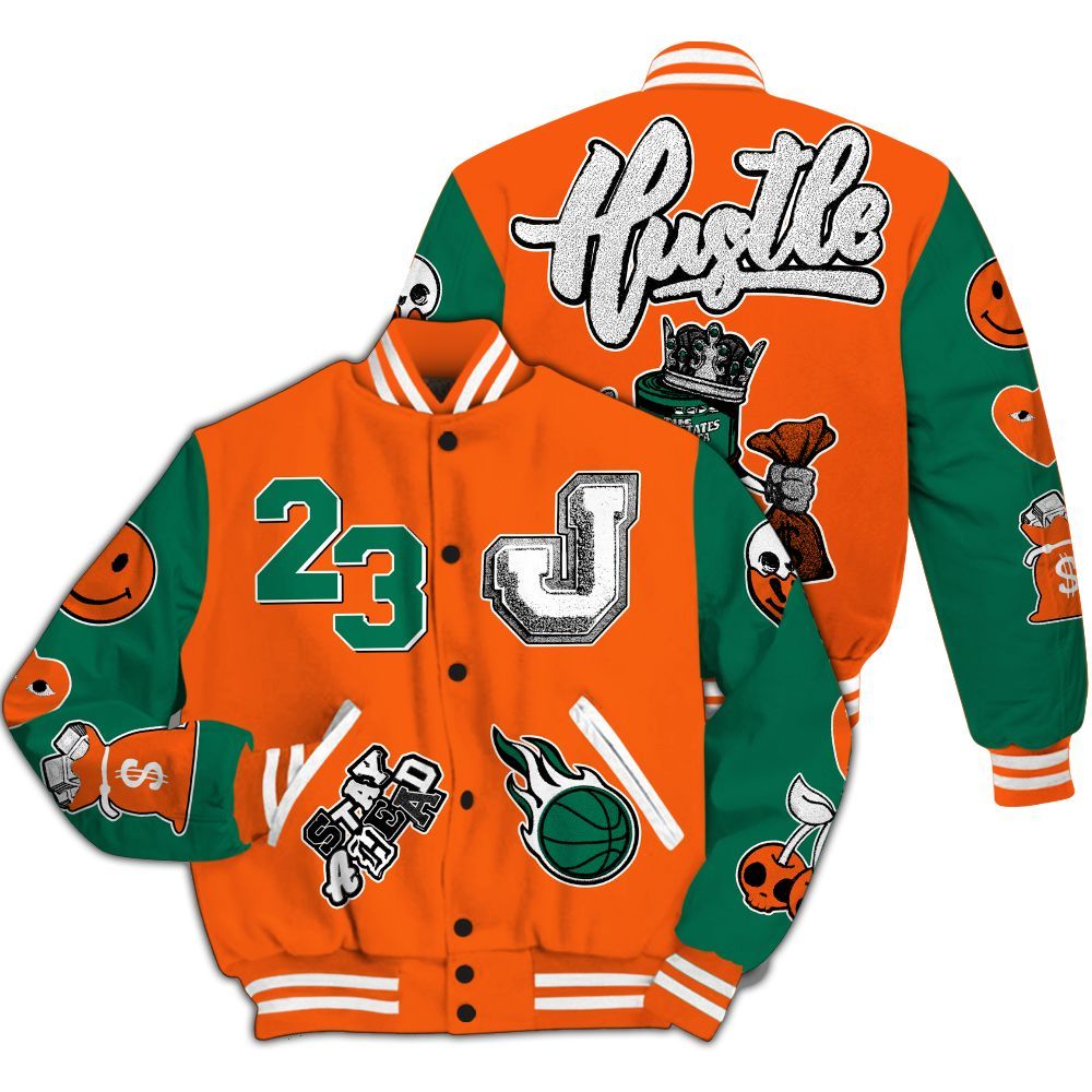 Varsity Jacket To Match SoleFly Sail Gorge Green 3s - Hustles Money Number 23 All Over Print