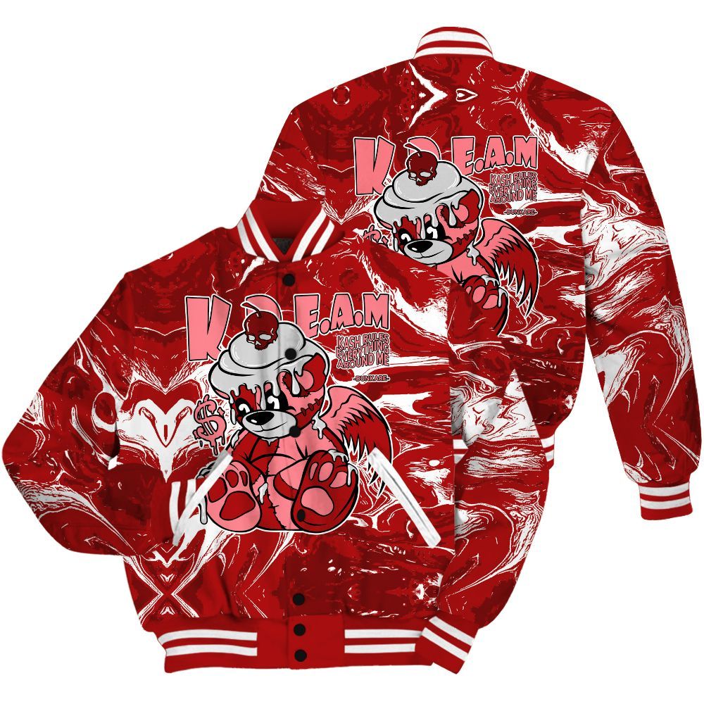 Varsity Jacket To Match Red Taxi 12s Shirt - Loot Bear Liquid All Over Print