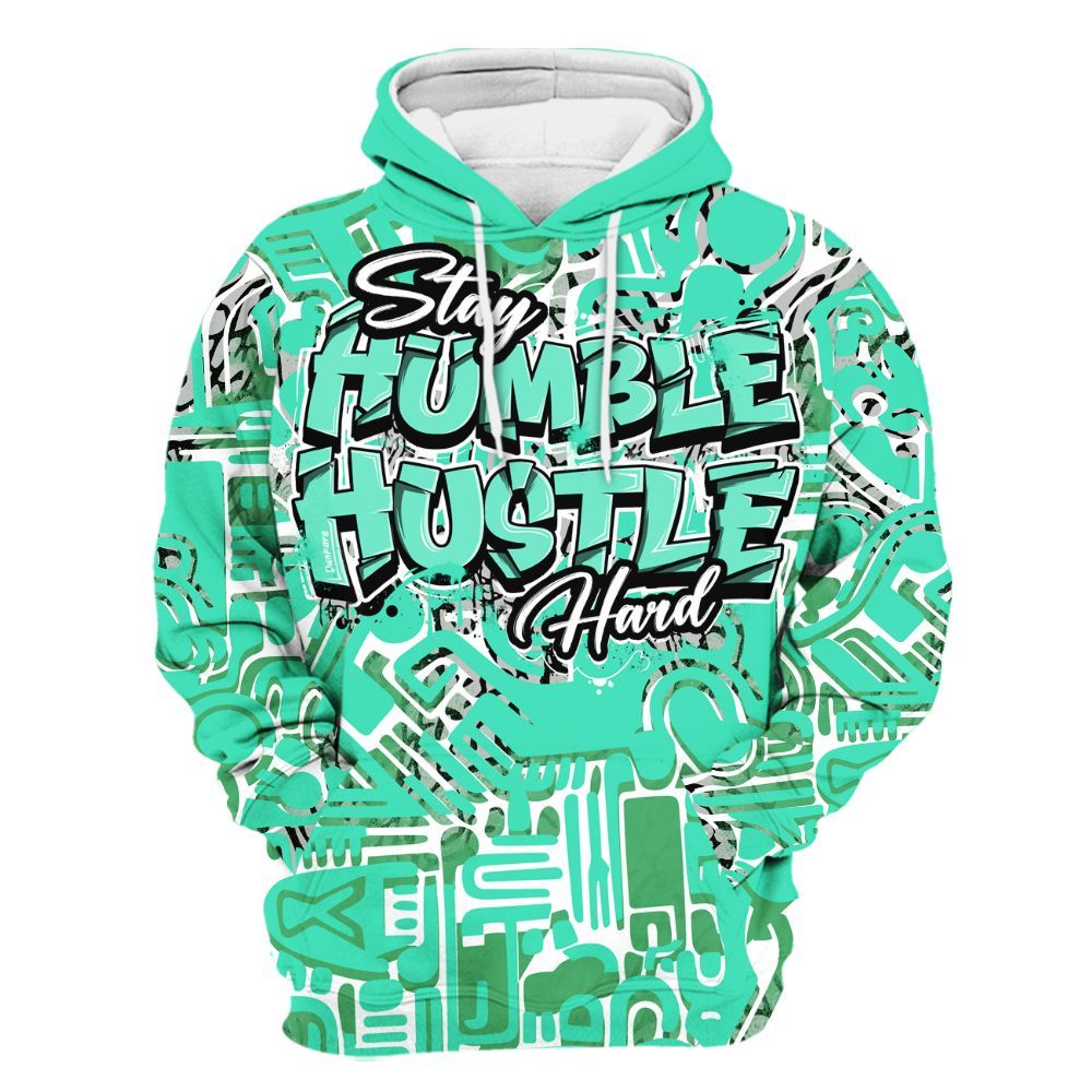 Hoodie To Match Black Green Glow 3s - Humble Hustle Retro Green Glow 3s Outfit All Over Print