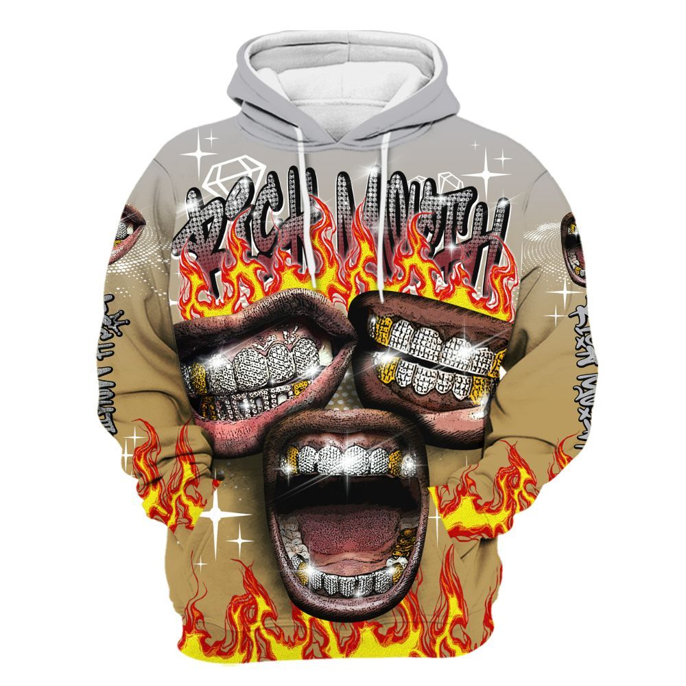 Hoodie To Match Kobe 4 Gold Medal - Rich Mouth Fire Rap Retro 90s All Over Print