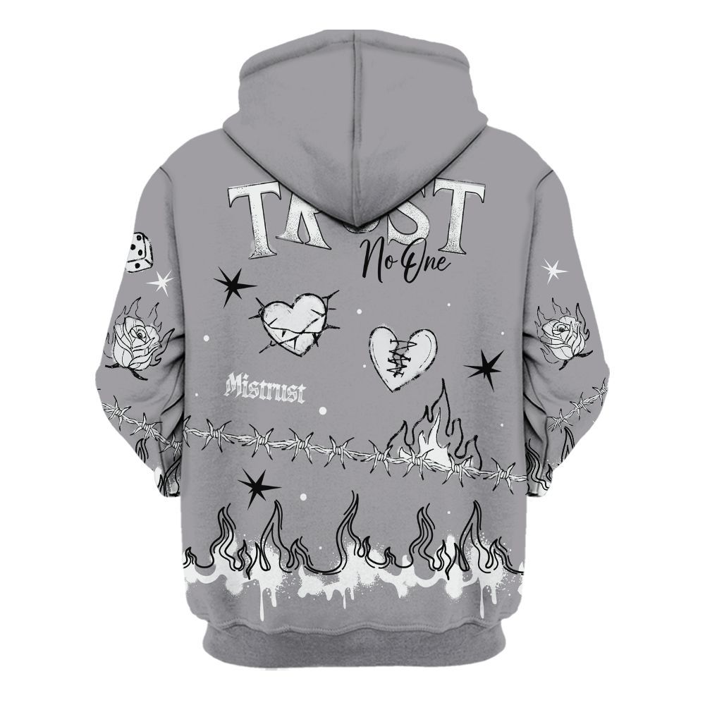 Hoodie To Match Low Cement Grey 11s - Trust No One Snake-Bite Doodle Crayon All Over Print