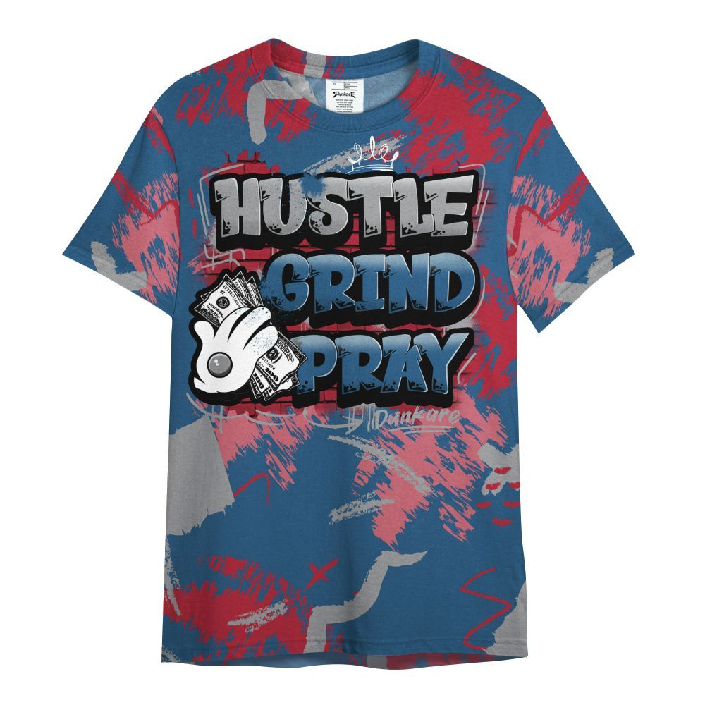 Shirt To Match Rare Air 3s - Hustle Grind Pray Retro All Over Print