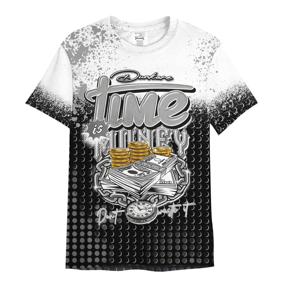 Shirt To Match Black Wolf Grey 12s - Halftone Time Is Money All Over Print
