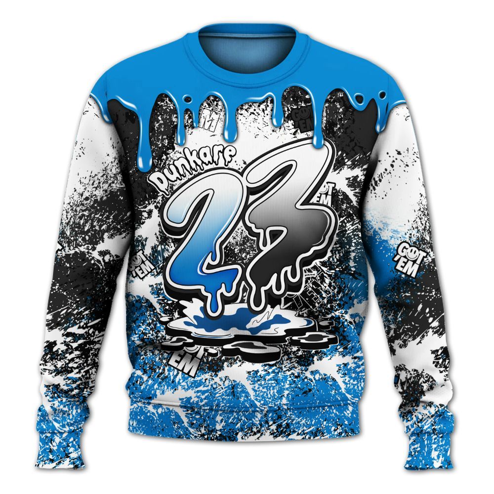 Sweatshirt To Match High OG FragmentxULA White Black 1s - Dripping 23 Drip All Over Print