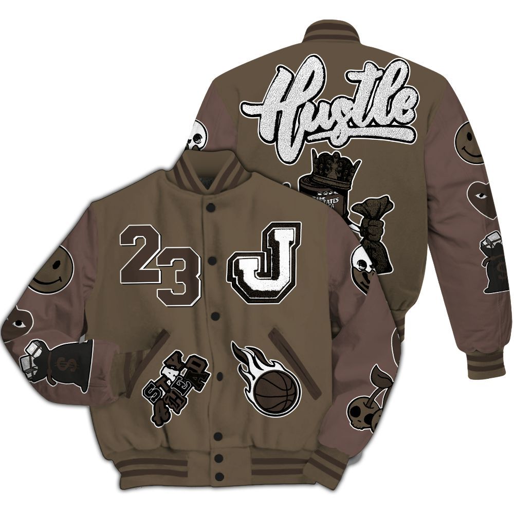 Varsity Jacket To Match AMM Dark Mocha 4s - Hustles Money Number 23 All Over Print