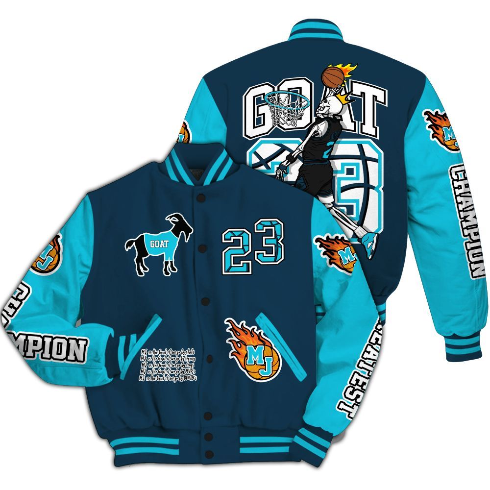 Varsity Jacket To Match Air Navy Baltic Blue - 23 G.0.A.T Jump Up Basketball All Over Print