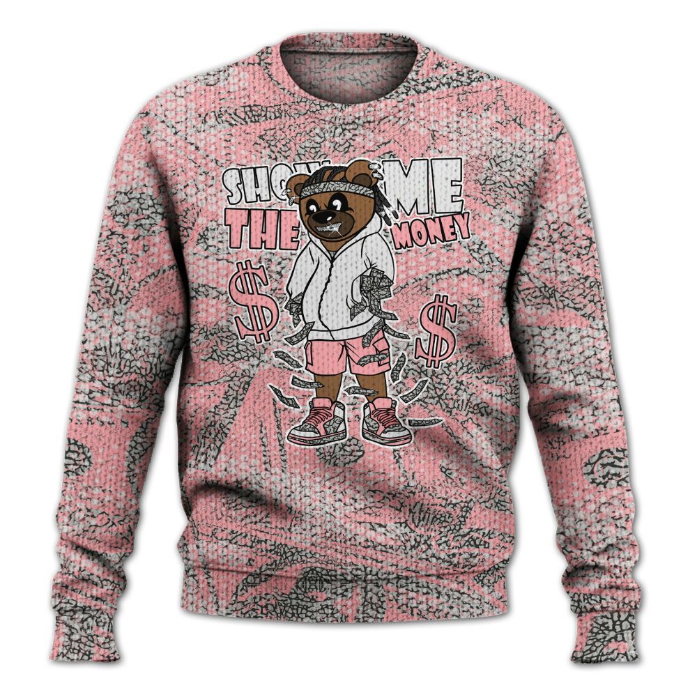 Knitted Sweater To Match Retro Wings 3s - Show Me Bear Banknotes Art