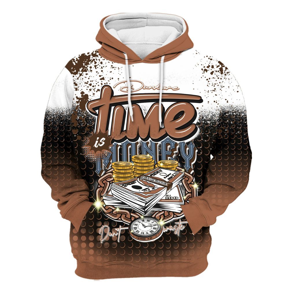 Hoodie To Match Air Foamposite Metallic Copper - Halftone Time Is Money All Over Print