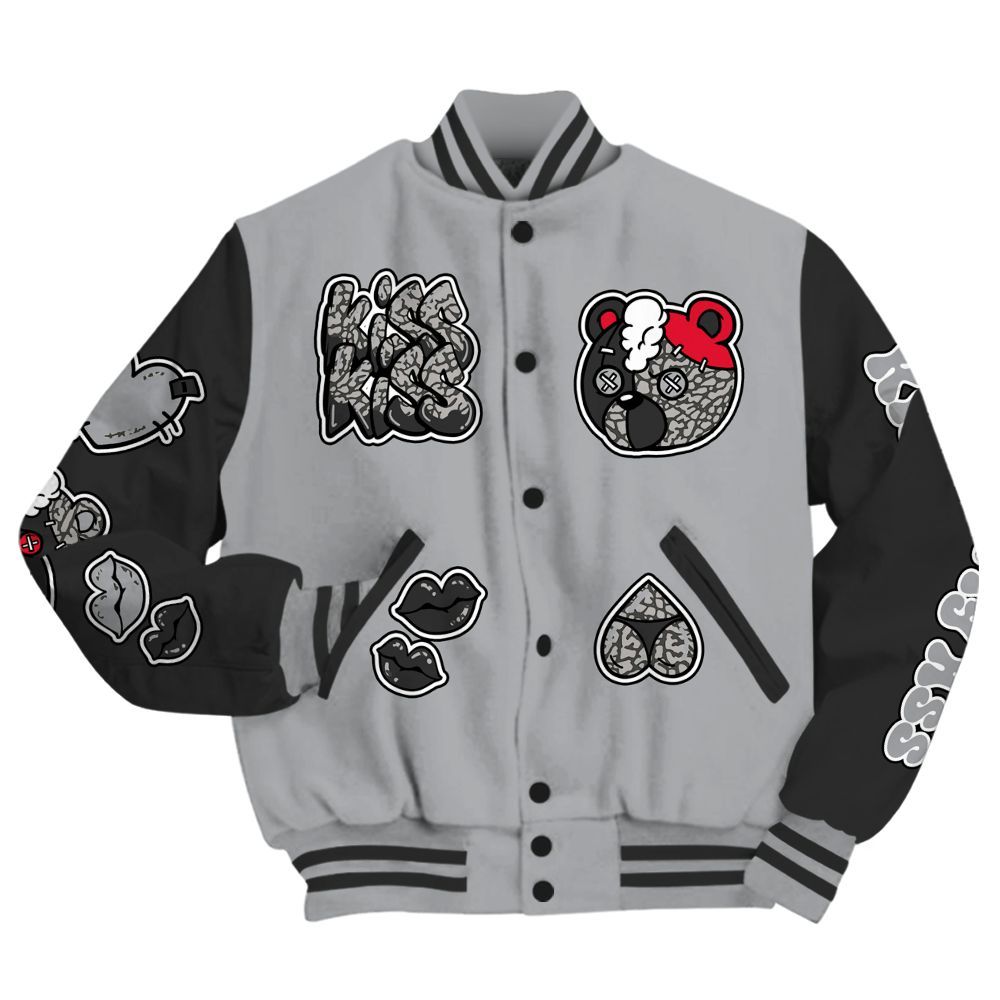 Varsity Jacket To Match Black Cement 3s - Kiss My Hugz All Over Print