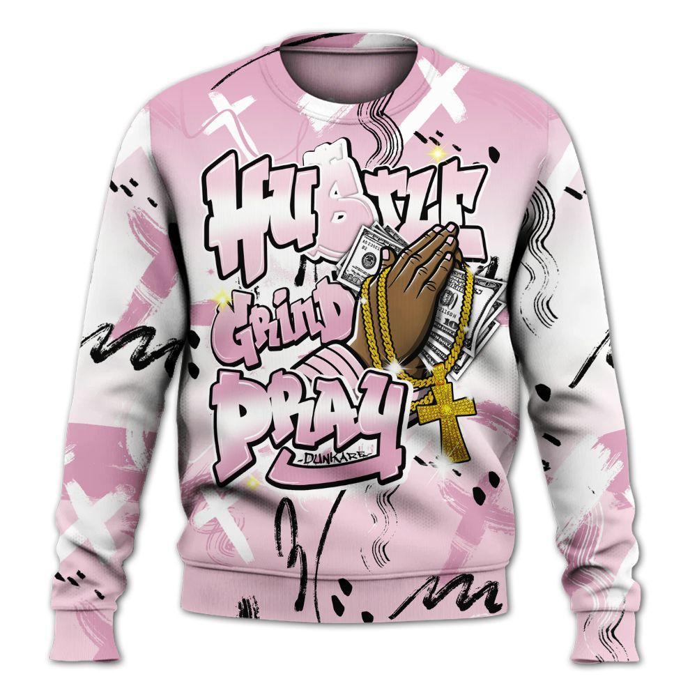Sweatshirt To Match Orchid 4s - Money Hustle Grind Pray All Over Print