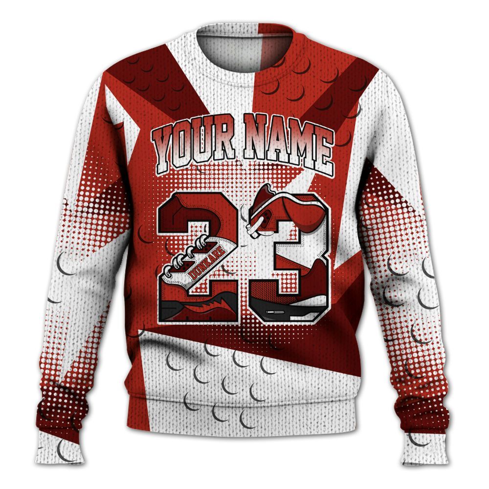 Dunkare SP Firewood Orange 4s Shirt, Poly Custom Name Number 23 5s Knitted Sweater