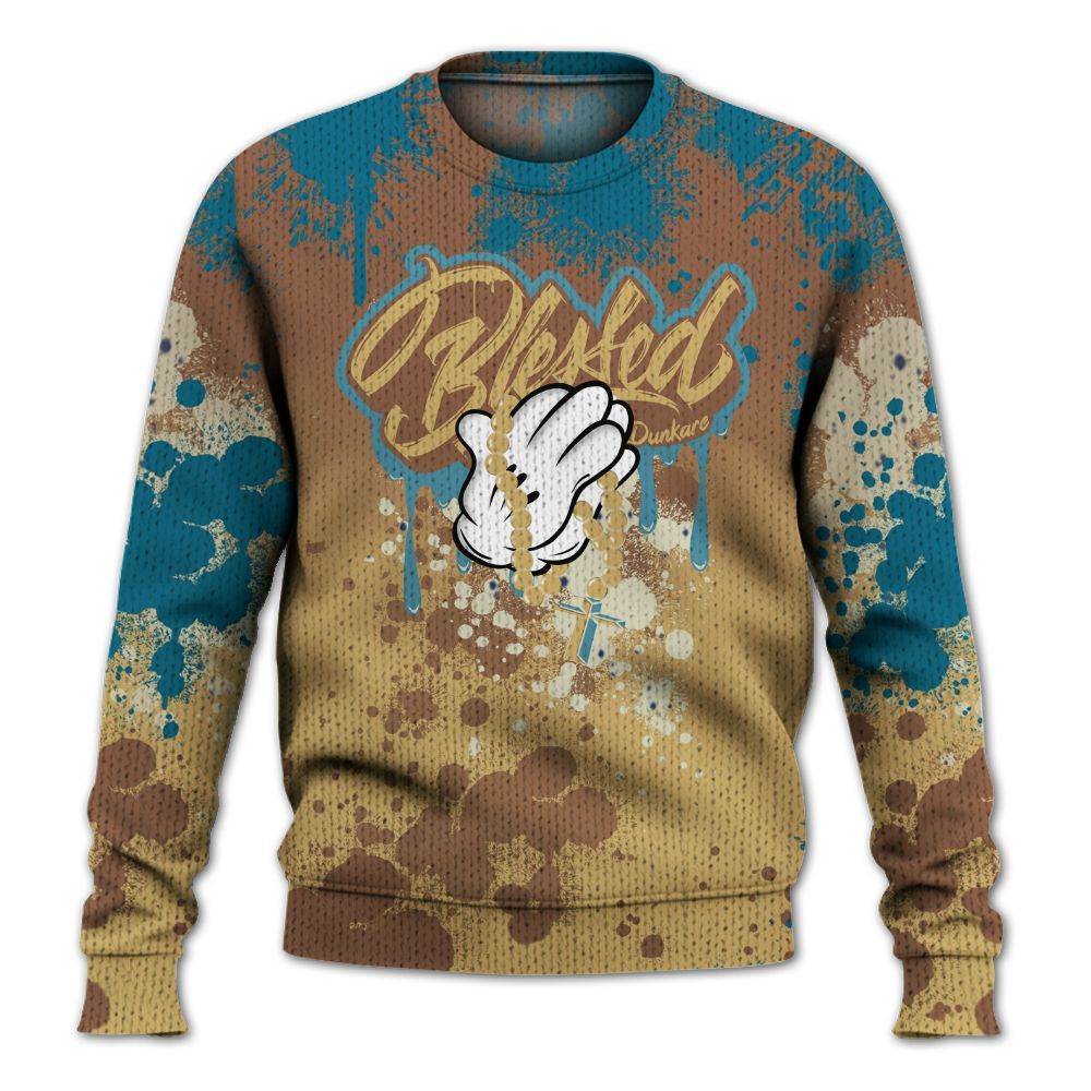 Knitted Sweater To Match Retro Cacao Wow 4s - God Blessed Ink Drip