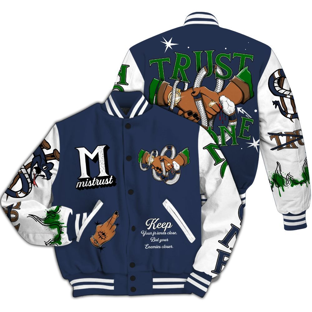 Varsity Jacket To Match Midnight Navy 13s - Trust No One Snake-Bite Street Style All Over Print