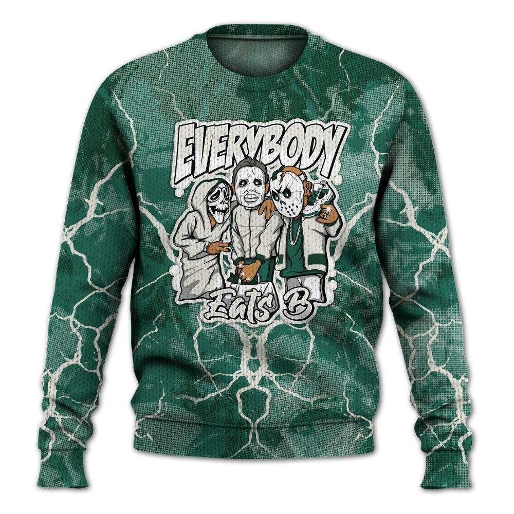 Knitted Sweater To Match Oxidized Green 4s - Everybody Eatin B Graphic Halloween