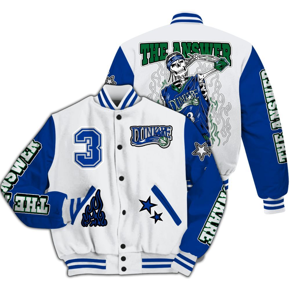 Varsity Jacket To Match Dunk Low Tennis Classic - Allen Answer Skeleton All Over Print