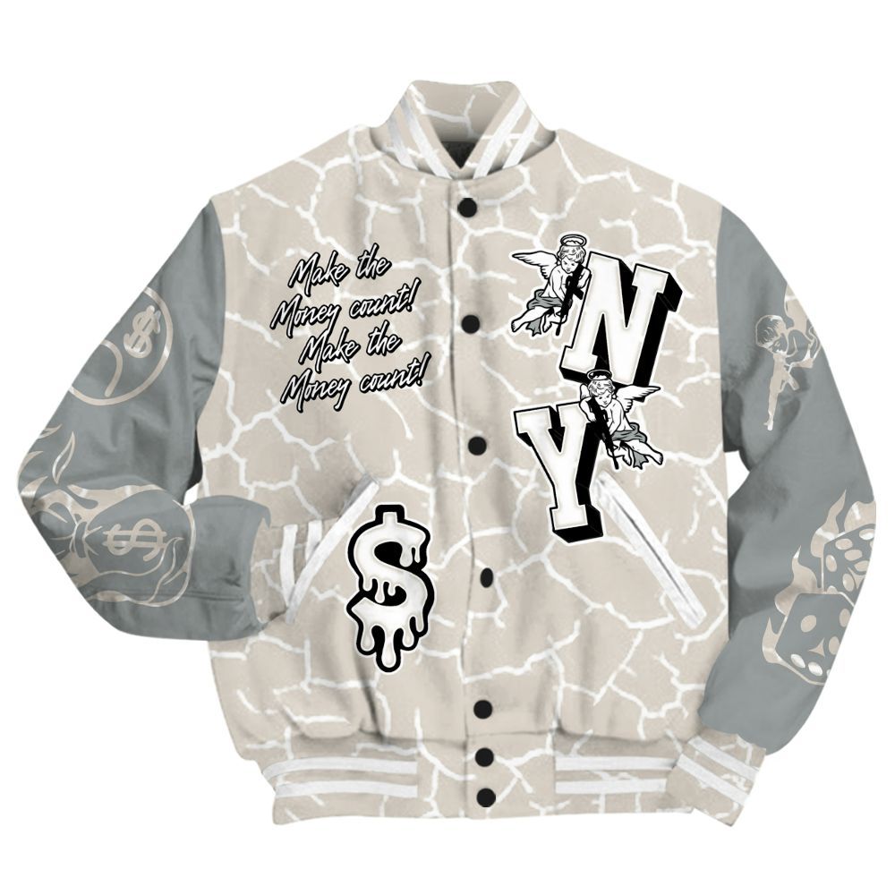 Varsity Jacket To Match Retro Pure Money 3s - Paid In Full Money All Over Print
