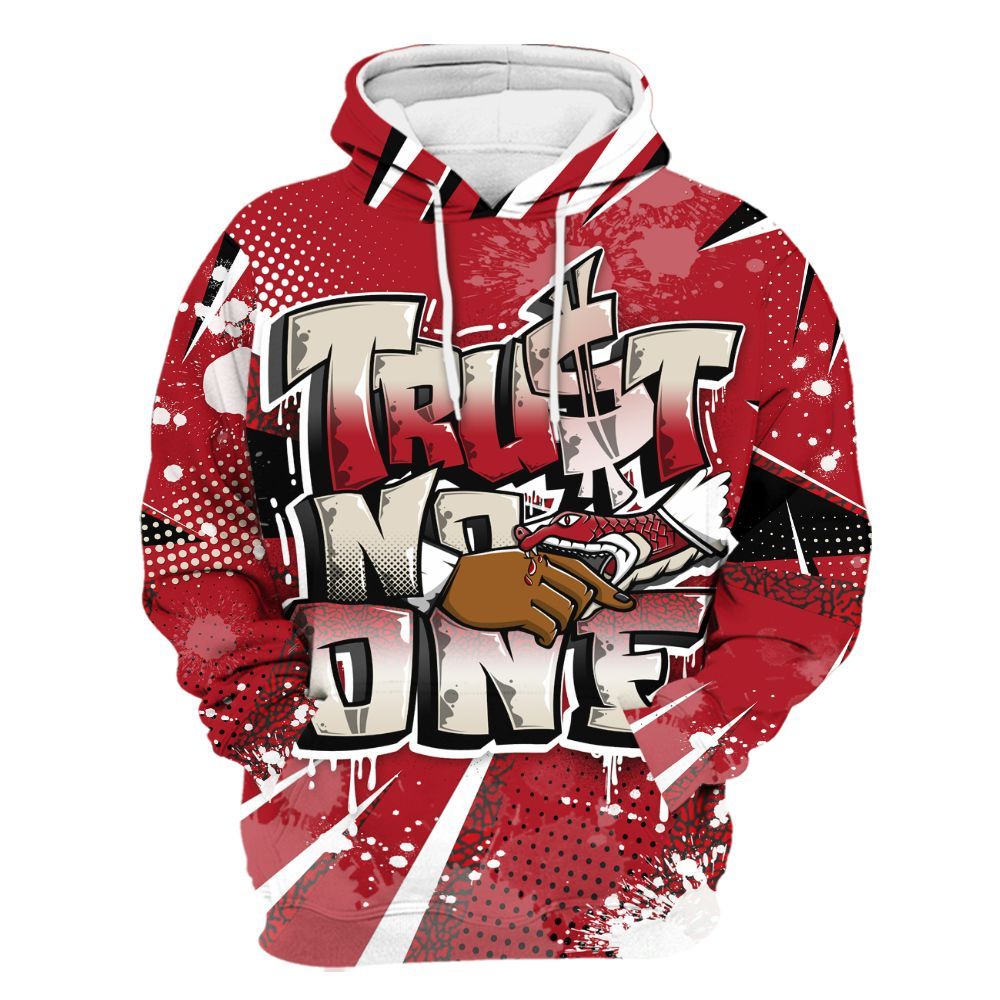 Hoodie To Match Mid Red Cracked Leather 1s - Trust No One Dripping All Over Print