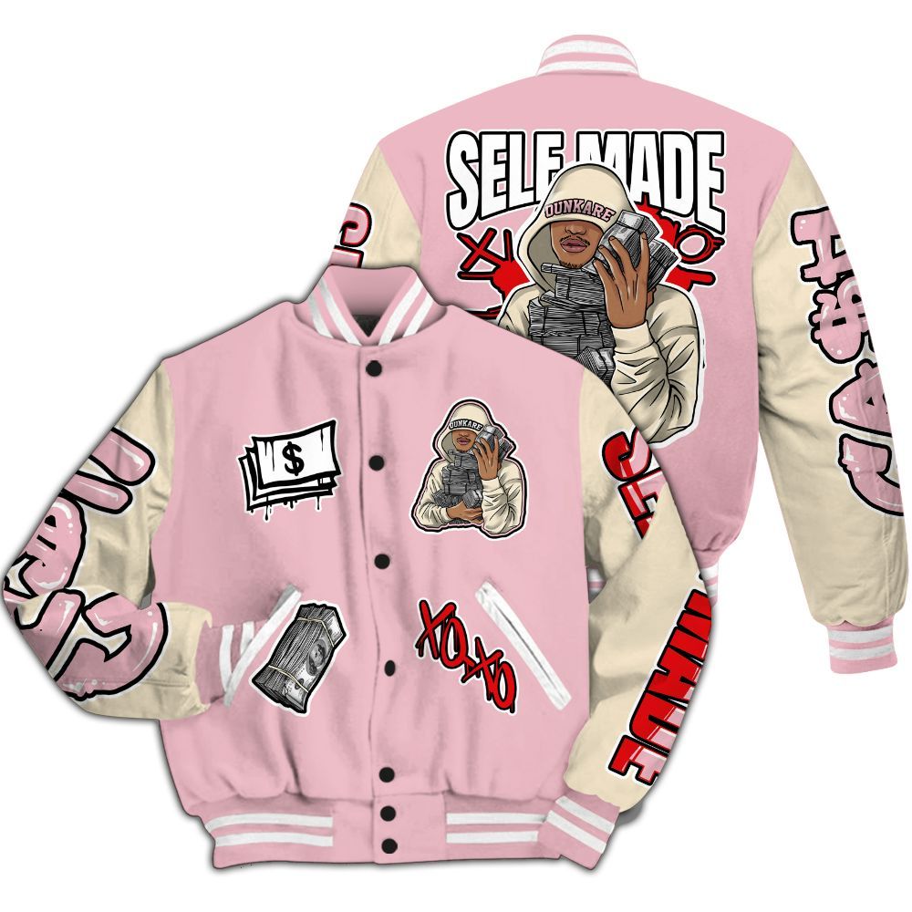Varsity Jacket To Match Low OG Shy Pink 1s - Selfmade Unique All Over Print