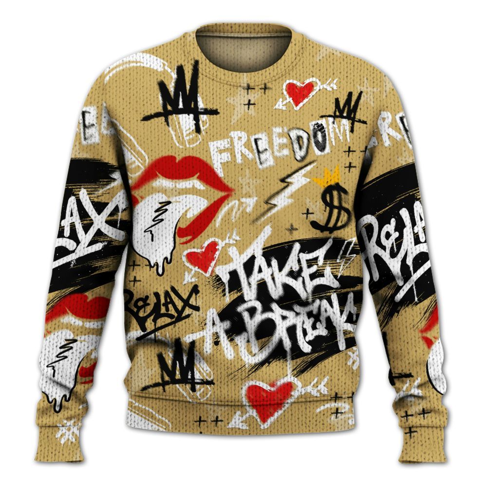Knitted Sweater To Match Craft Paris 6s - Take Break Freedom Graffiti Streetwear