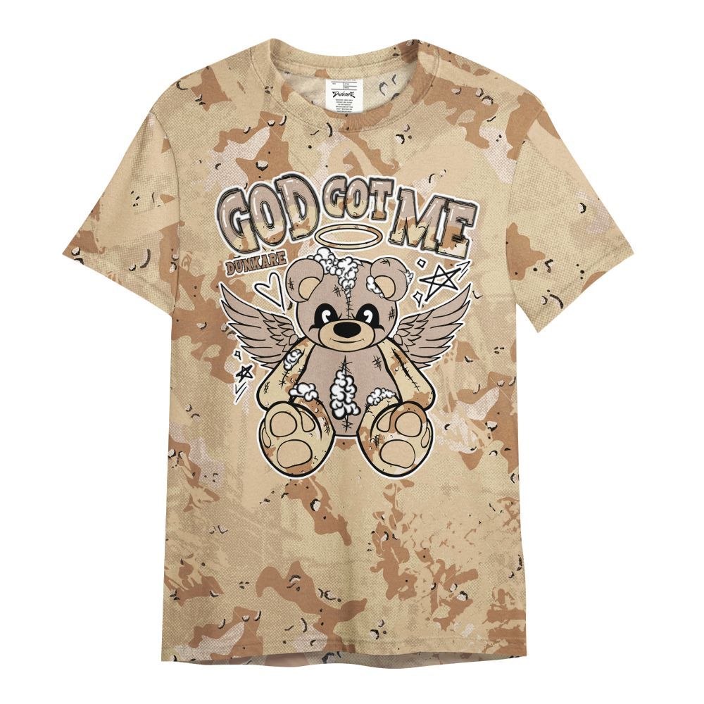 Shirt To Match Desert Camo 3s - Gods Guides Me Bear Heart Grunge All Over Print
