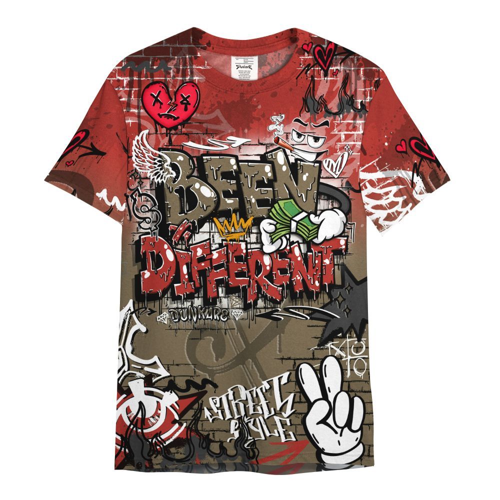 Shirt To Match Olive 9s - Been Dif2erent Drip Graffiti All Over Print