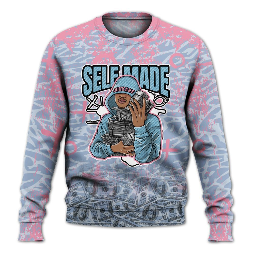Sweatshirt To Match Denim Pink Glow 3s - Selfmade Unique Grunge All Over Print