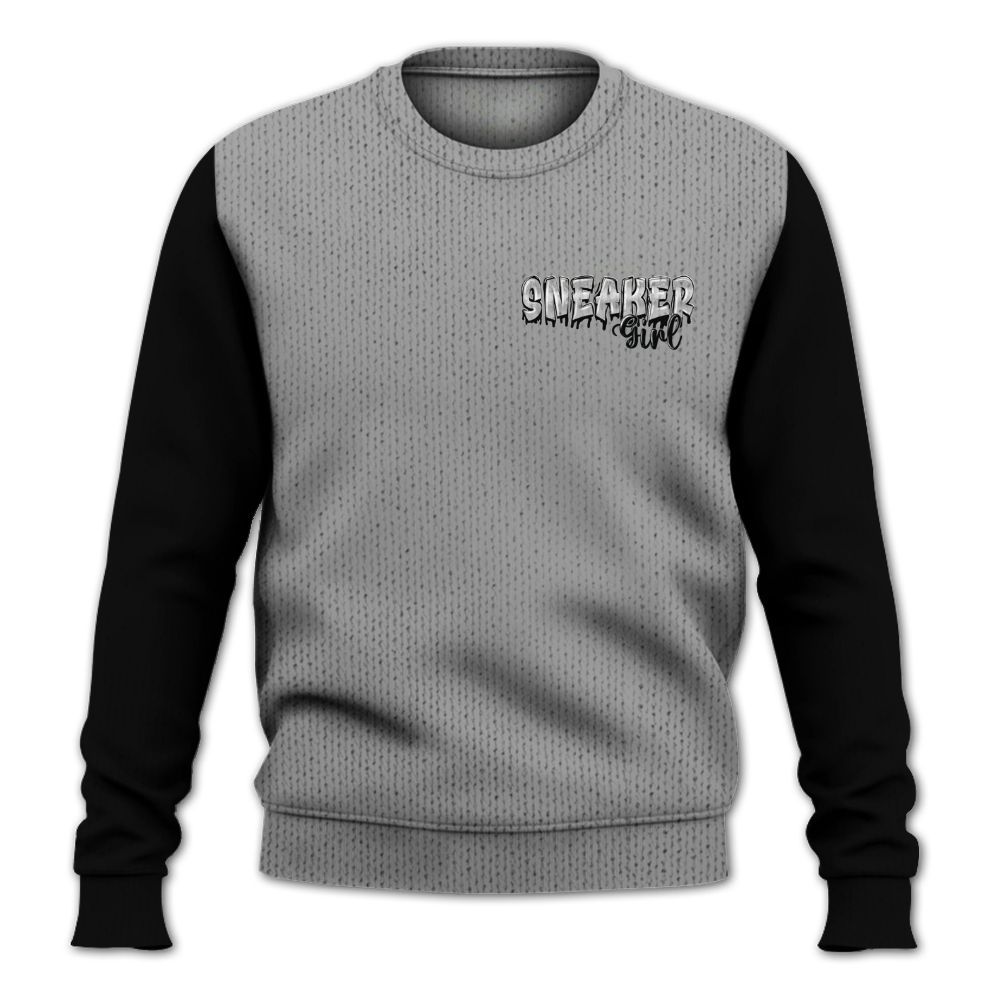 Knitted Sweater To Match Black Wolf Grey 12s, Custom Name Sneaker Girl Money