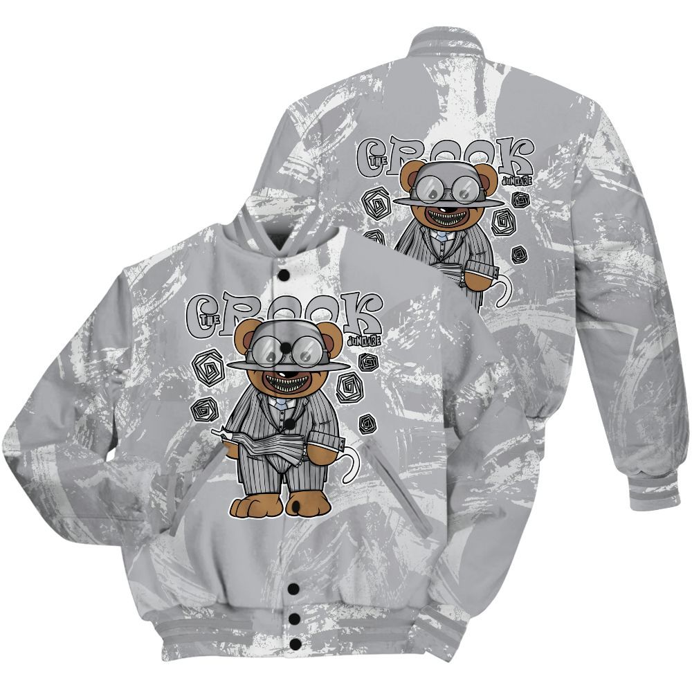 Varsity Jacket To Match Low OG Wolf Grey 1s Shirt - Swindler Bear Circle Slpash All Over Print