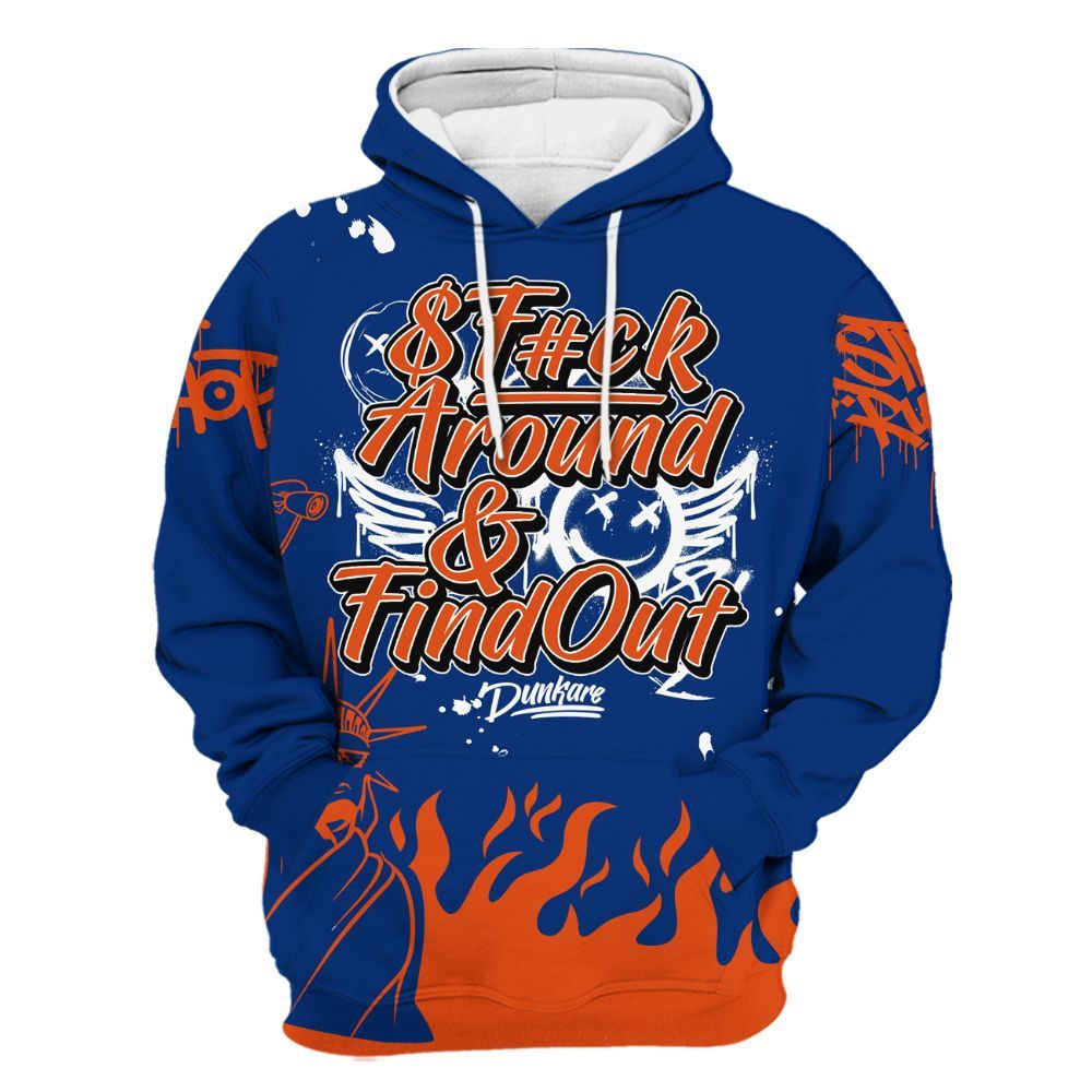 Hoodie To Match Mid Knicks 1s - Graphic Fck Around Find Out All Over Print