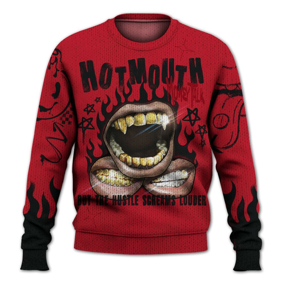 Knitted Sweater To Match Retro Raging Bull 5s - Mouth Burning Street Style