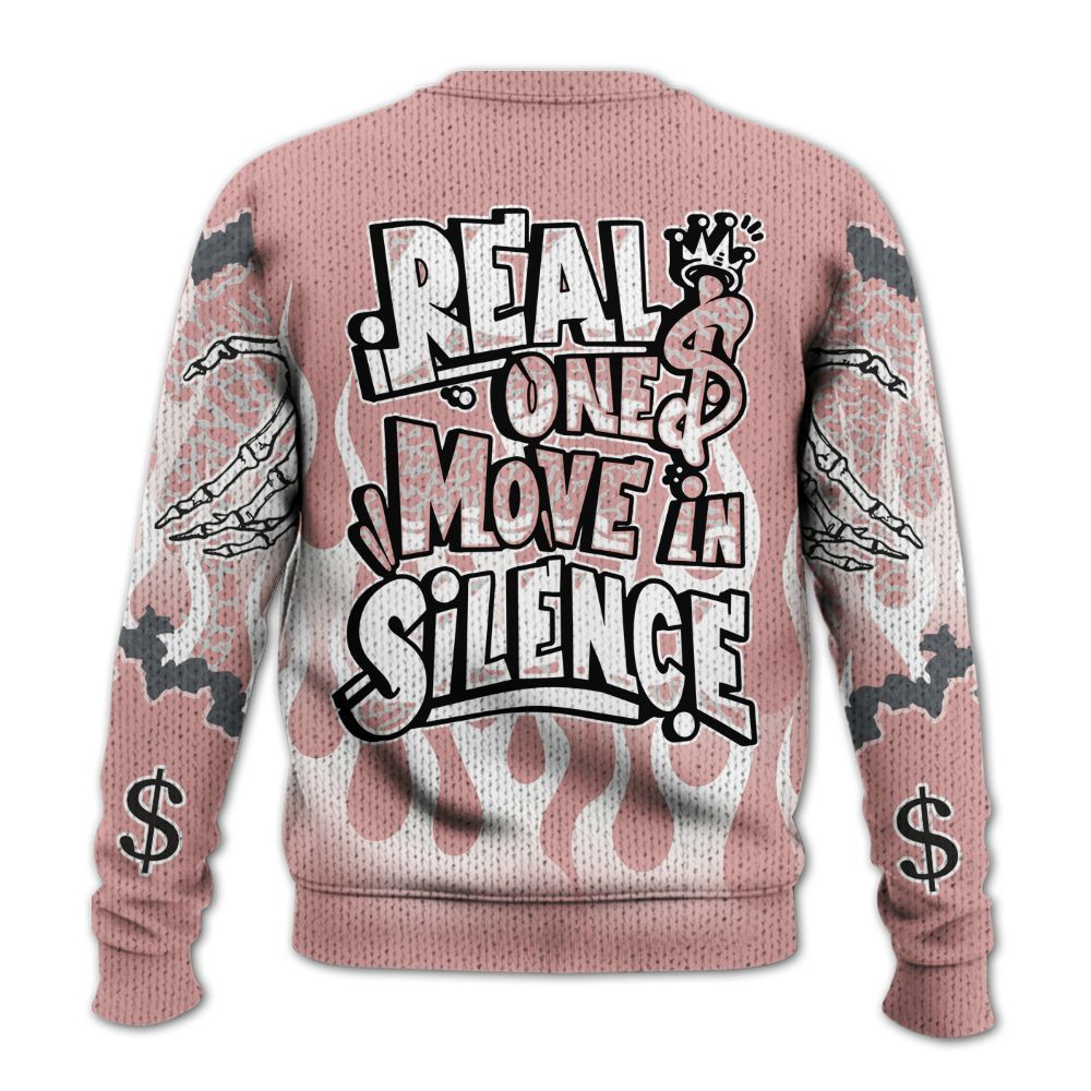 Knitted Sweater To Match Red Stardust 3s - Ones Move In Silence Graphic Trapped