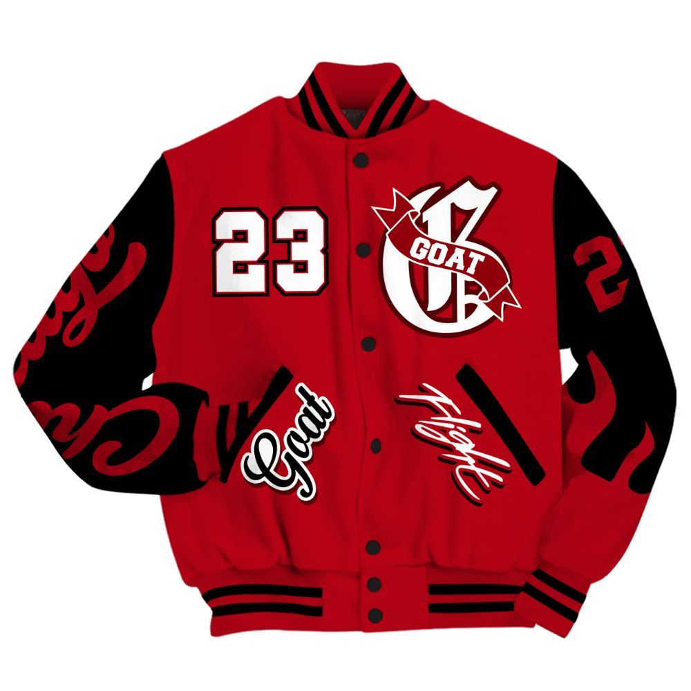 Varsity Jacket To Match Bred Velvet 11s - G.O.A.T Flight Streetwear Graphic All Over Print