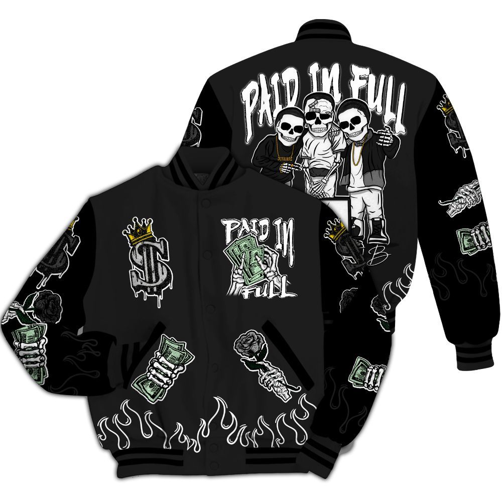 Varsity Jacket To Match Black Cat NET 4s - Fire Everybody Paid In All Over Print