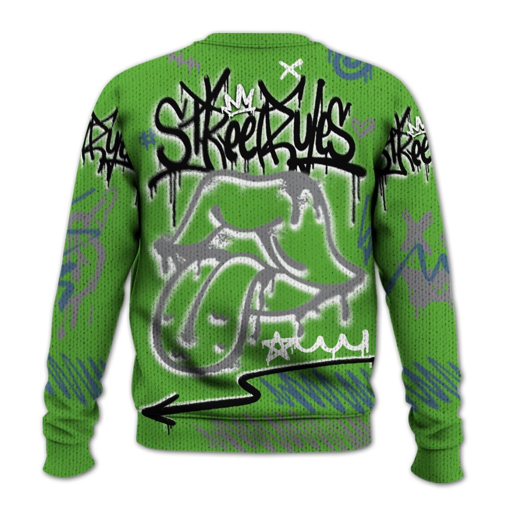 Knitted Sweater To Match Retro Green Bean 5s - Break Rules Streetwear