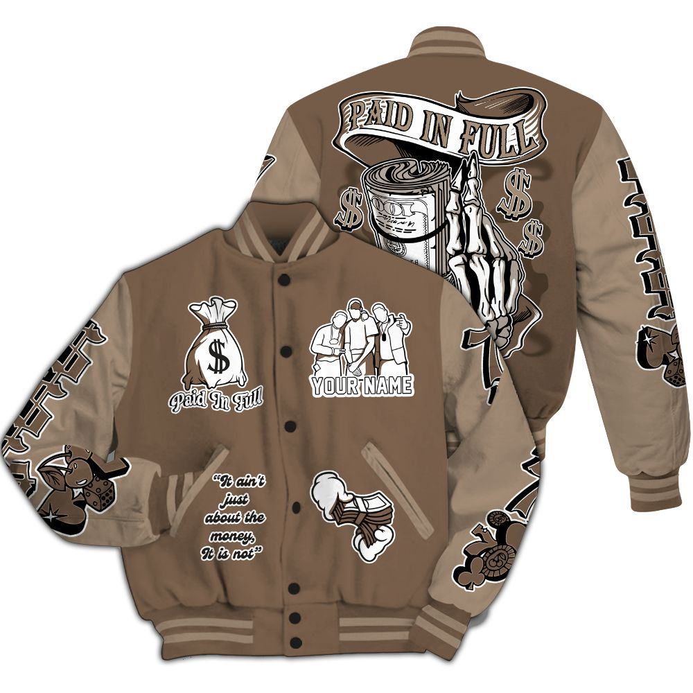 Varsity Jacket To Match Dark Mocha Jack - Paid In Full Baseball Varsity Jacket Custom Name All Over Print