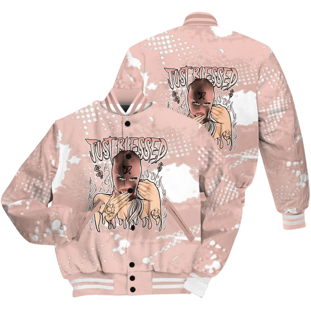 Varsity Jacket To Match Low Legend Pink 11s Shirt - Blessed!! Smoke Dot All Over Print