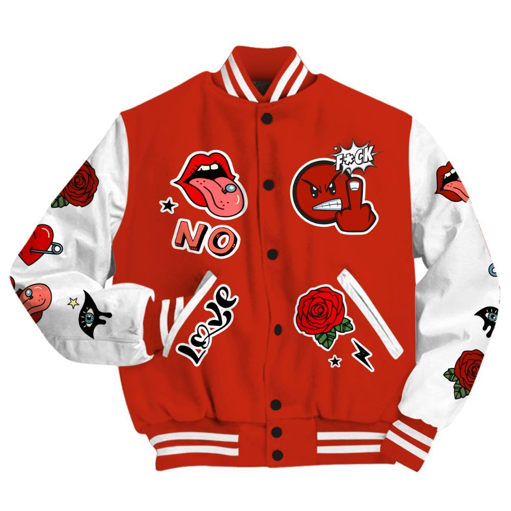 Varsity Jacket To Match Red Cement 4s - FK Around Find Out All Over Print