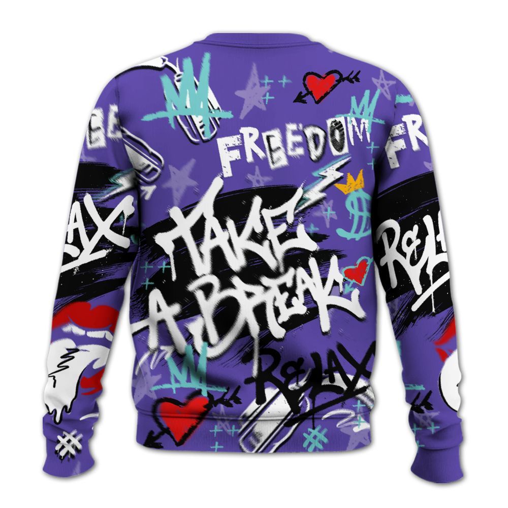 Sweatshirt To Match Low Hornets 1s - Take Break Freedom Graffiti Streetwear All Over Print