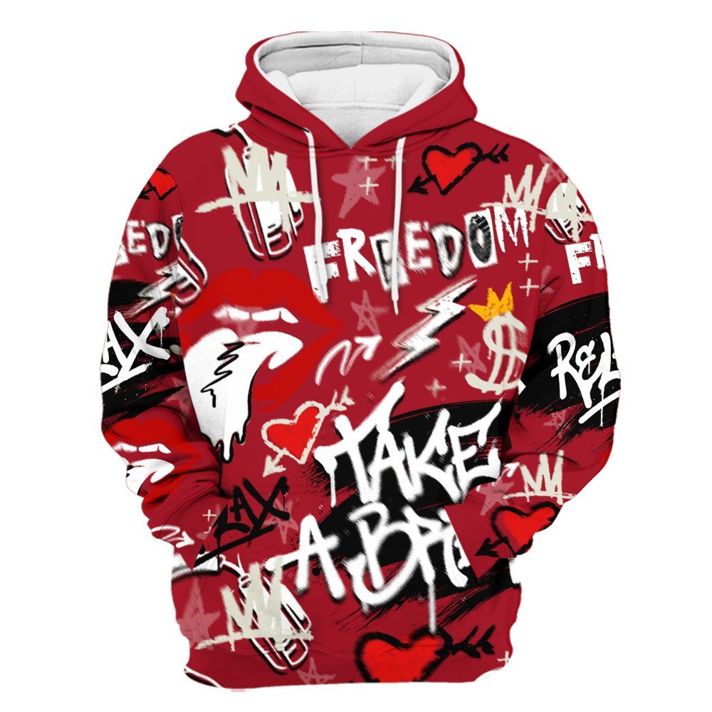 Hoodie To Match 2025 High OG Cinnabar 1s - Take Break Freedom Graffiti Streetwear All Over Print