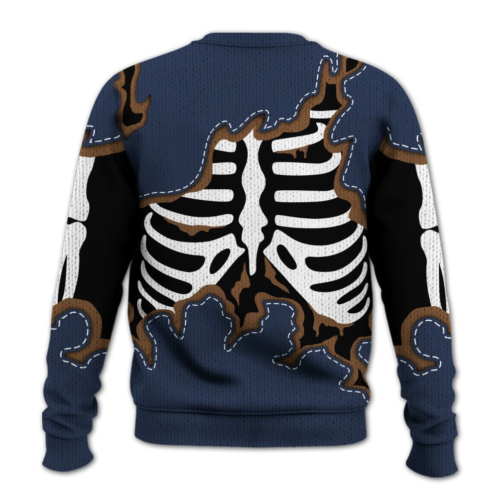 Knitted Sweater To Match Midnight Navy 13s - Skeleton Smiley Face